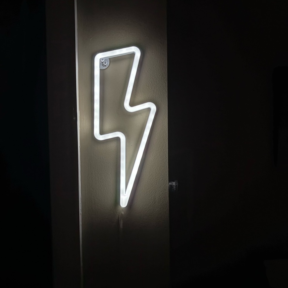 White Lightning Bolt Neon Light